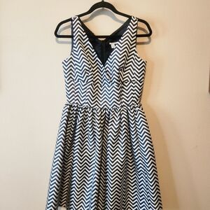 Halogen: Chevron Patterned Black and White Dress